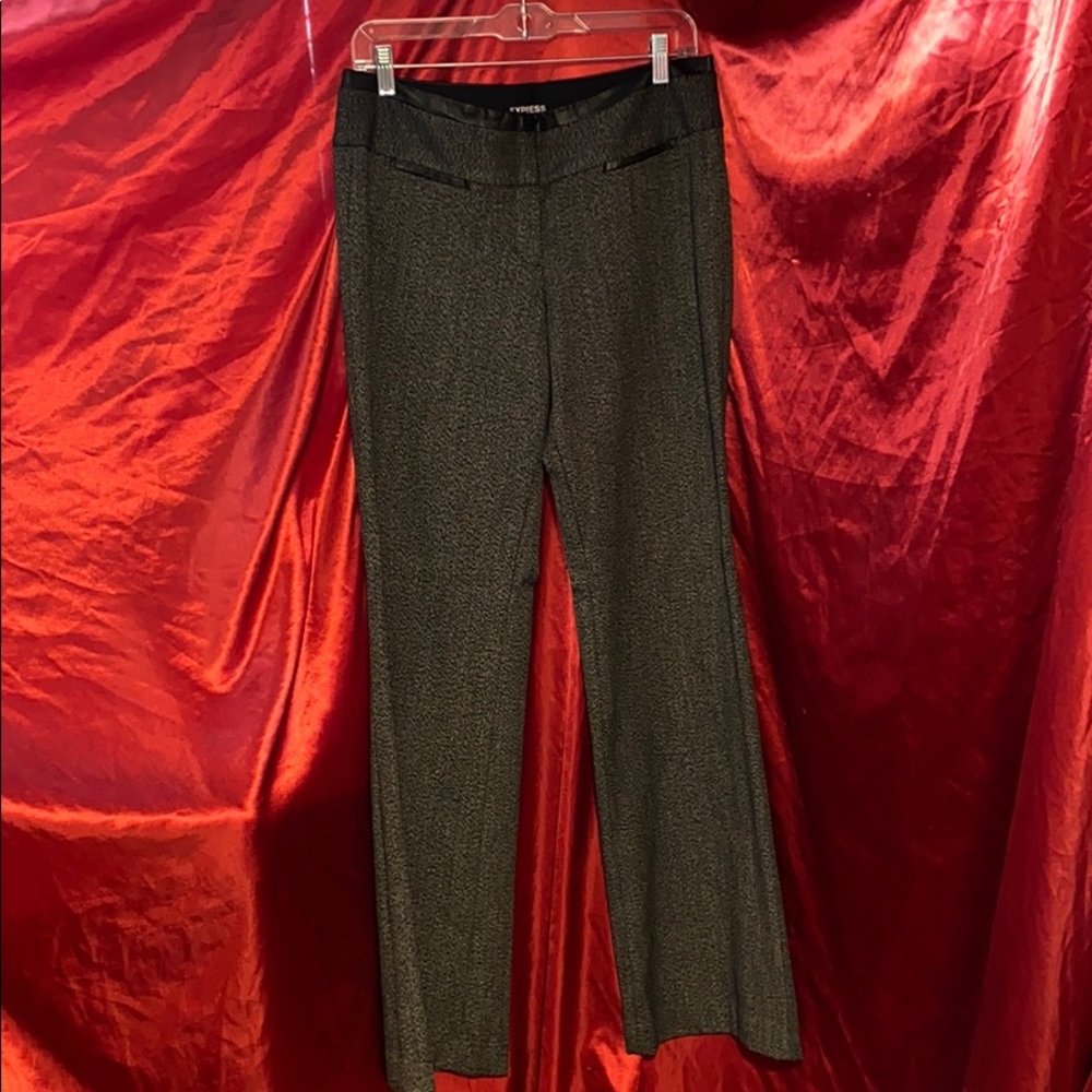Express Black & Gray Faux Leather Trim Dress Pants